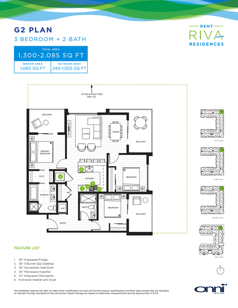 Floor plan for 3 beds, 2 baths, 1061 sqft